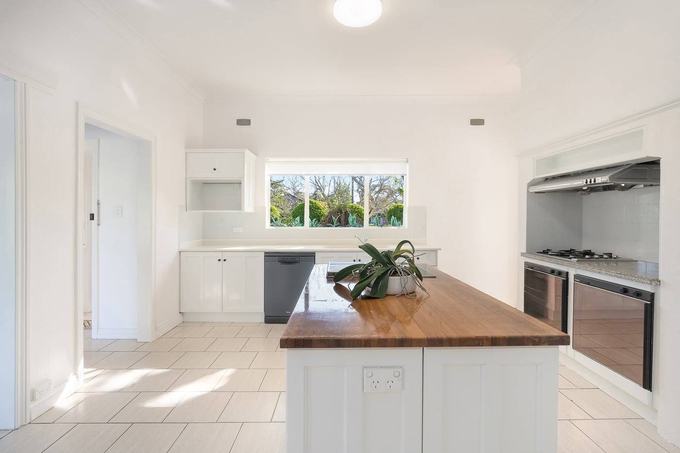 Kitchen with timber island bench
